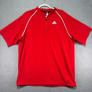 Adidas Men's Red Short Sleeve 1/4 Zip Athletic Pullover Shirt Size Medium